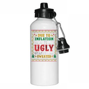 Due To Inflation This Is My Ugly Sweater For Christmas Funny Cool Gift Aluminum Water Bottle