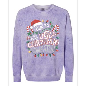 Due To Inflation Ugly Christmas Sweaters For Women Funny Colorblast Crewneck Sweatshirt