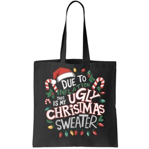 Due To Inflation Ugly Christmas Sweaters For Women Funny Tote Bag