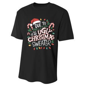 Due To Inflation Ugly Christmas Sweaters For Women Funny Performance Sprint T-Shirt