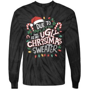 Due To Inflation Ugly Christmas Sweaters For Women Funny Tie-Dye Long Sleeve Shirt