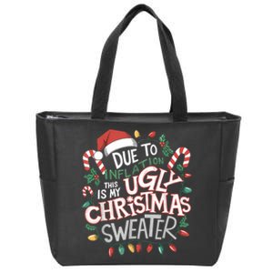 Due To Inflation Ugly Christmas Sweaters For Women Funny Zip Tote Bag