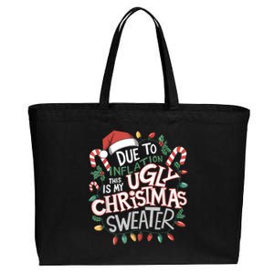 Due To Inflation Ugly Christmas Sweaters For Women Funny Cotton Canvas Jumbo Tote