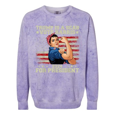 Donald Trump Is A Scab Vote Harris Colorblast Crewneck Sweatshirt