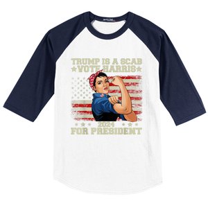 Donald Trump Is A Scab Vote Harris Baseball Sleeve Shirt