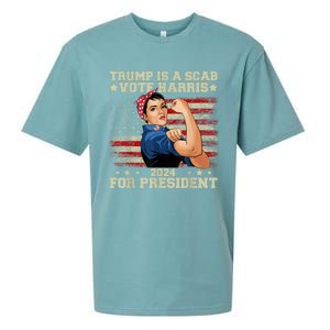 Donald Trump Is A Scab Vote Harris Sueded Cloud Jersey T-Shirt