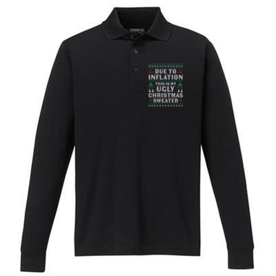 Due To Inflation This Is My Ugly Sweater For Christmas Xmas Cute Gift Performance Long Sleeve Polo