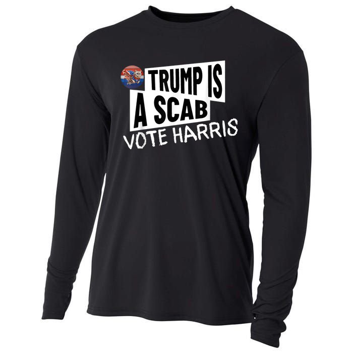 Donald Trump Is A Scab Vote Harris Cooling Performance Long Sleeve Crew