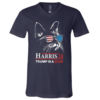 Donald Trump Is A Scab Vote Harris V-Neck T-Shirt