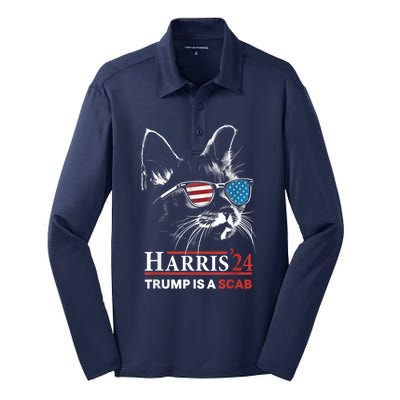 Donald Trump Is A Scab Vote Harris Silk Touch Performance Long Sleeve Polo