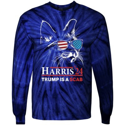 Donald Trump Is A Scab Vote Harris Tie-Dye Long Sleeve Shirt