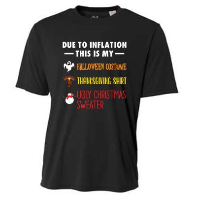 Due To Inflation This Is My Halloween Thanksgiving Christmas Cooling Performance Crew T-Shirt