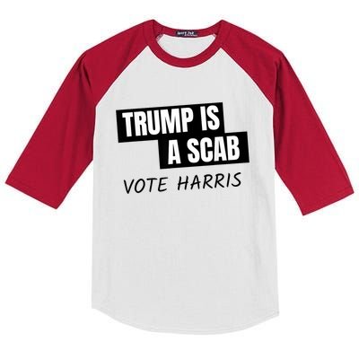 Donald Trump Is A Scab Vote Harris Kids Colorblock Raglan Jersey