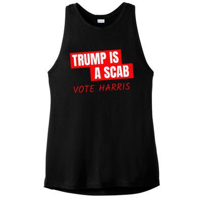 Donald Trump Is A Scab Vote Harris Ladies PosiCharge Tri-Blend Wicking Tank