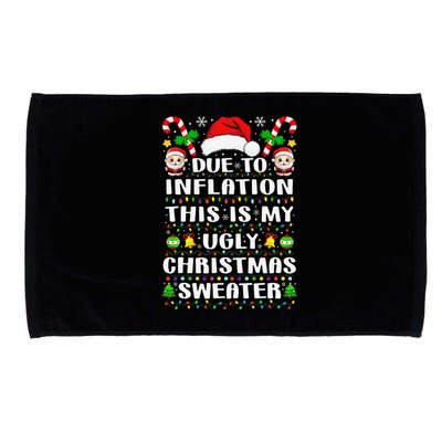 Due To Inflation Ugly Christmas Sweaters Family Xmas Pajamas Microfiber Hand Towel