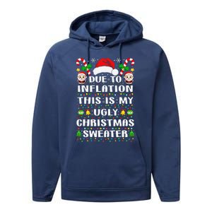 Due To Inflation Ugly Christmas Sweaters Family Xmas Pajamas Performance Fleece Hoodie