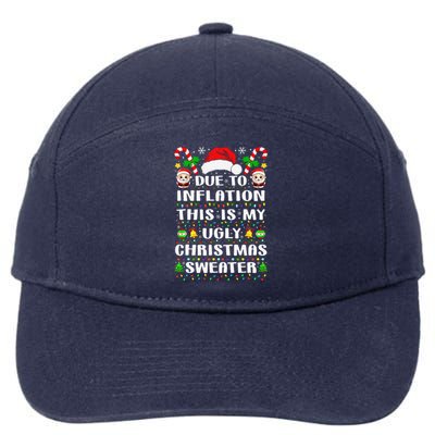 Due To Inflation Ugly Christmas Sweaters Family Xmas Pajamas 7-Panel Snapback Hat