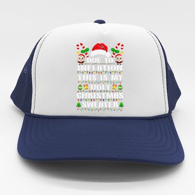 Due To Inflation Ugly Christmas Sweaters Family Xmas Pajamas Trucker Hat