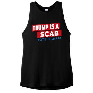 Donald Trump Is A Scab Vote Harris Ladies PosiCharge Tri-Blend Wicking Tank