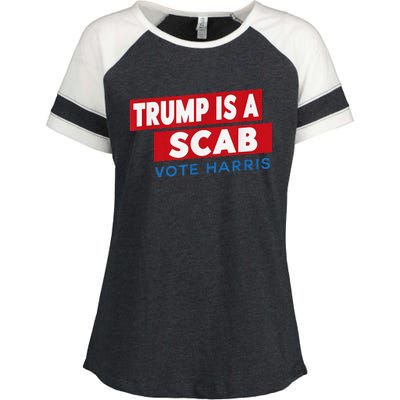 Donald Trump Is A Scab Vote Harris Enza Ladies Jersey Colorblock Tee