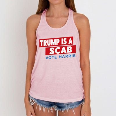 Donald Trump Is A Scab Vote Harris Women's Knotted Racerback Tank