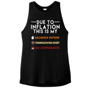 Due To Inflation This Is My Halloween Thanksgiving And Ugly Christmas Ladies PosiCharge Tri-Blend Wicking Tank