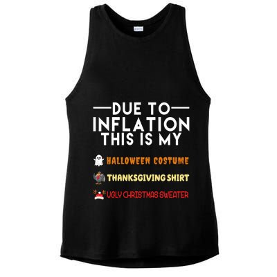 Due To Inflation This Is My Halloween Thanksgiving And Ugly Christmas Ladies PosiCharge Tri-Blend Wicking Tank
