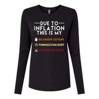 Due To Inflation This Is My Halloween Thanksgiving And Ugly Christmas Womens Cotton Relaxed Long Sleeve T-Shirt