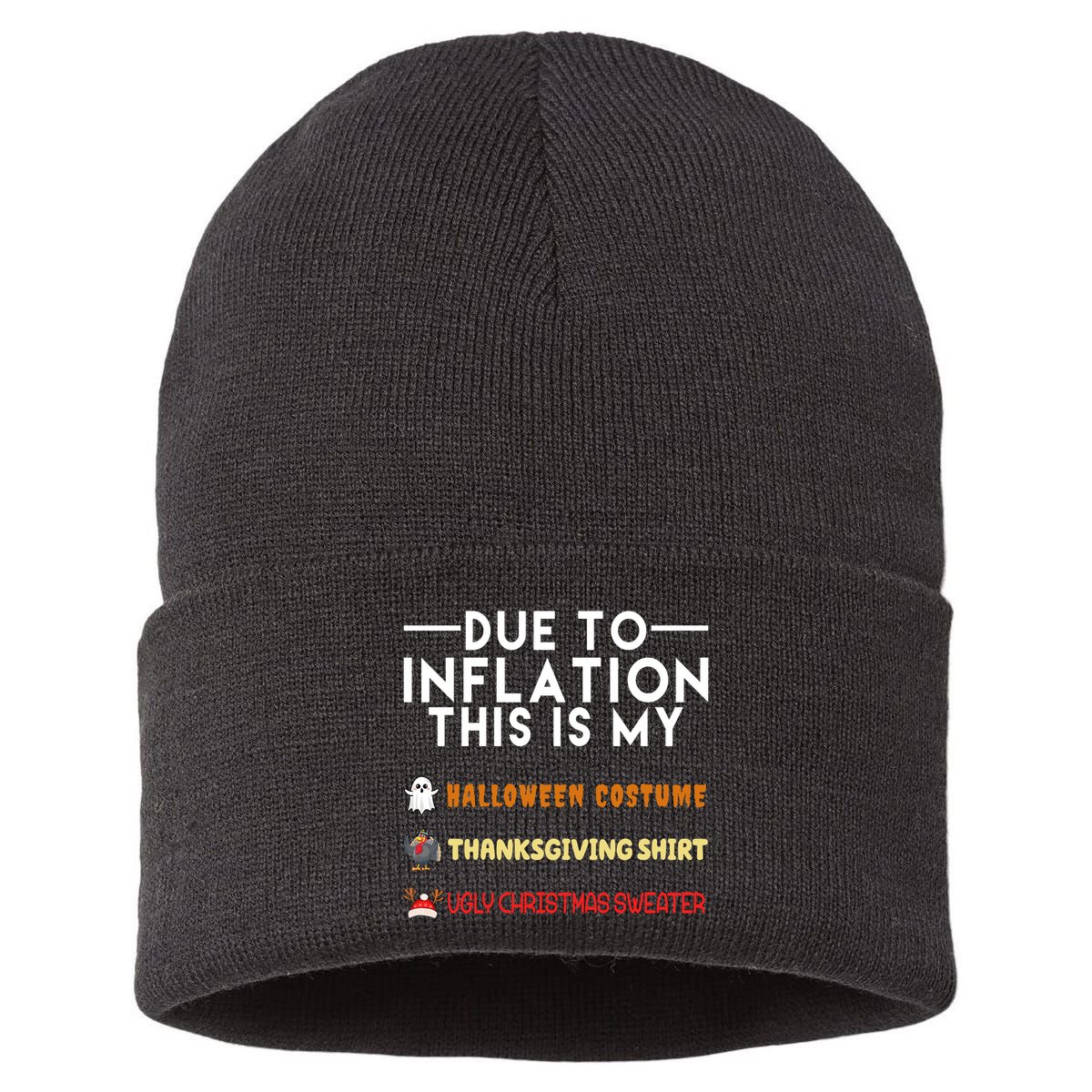 Due To Inflation This Is My Halloween Thanksgiving And Ugly Christmas Sustainable Knit Beanie