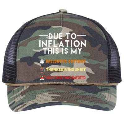 Due To Inflation This Is My Halloween Thanksgiving And Ugly Christmas Retro Rope Trucker Hat Cap