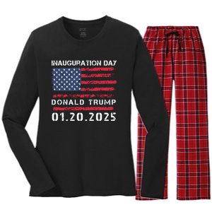 Donald Trump Inauguration Day 2025 47th President Usa Flag Women's Long Sleeve Flannel Pajama Set 