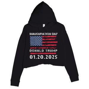 Donald Trump Inauguration Day 2025 47th President Usa Flag Crop Fleece Hoodie