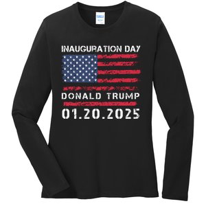 Donald Trump Inauguration Day 2025 47th President Usa Flag Ladies Long Sleeve Shirt