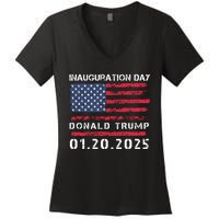 Donald Trump Inauguration Day 2025 47th President Usa Flag Women's V-Neck T-Shirt