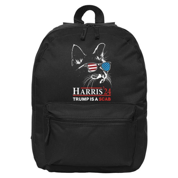 Donald Trump Is A Scab Vote Harris Valz Cat Lady 16 in Basic Backpack