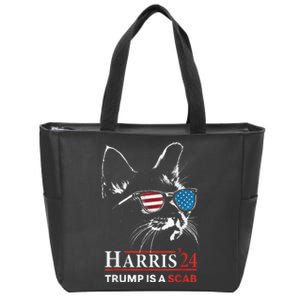 Donald Trump Is A Scab Vote Harris Valz Cat Lady Zip Tote Bag