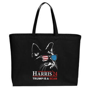 Donald Trump Is A Scab Vote Harris Valz Cat Lady Cotton Canvas Jumbo Tote