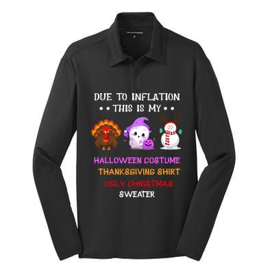 Due To Inflation This Is My Halloween Thanksgiving Christmas Silk Touch Performance Long Sleeve Polo