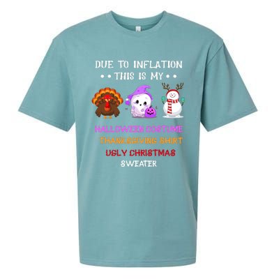 Due To Inflation This Is My Halloween Thanksgiving Christmas Sueded Cloud Jersey T-Shirt