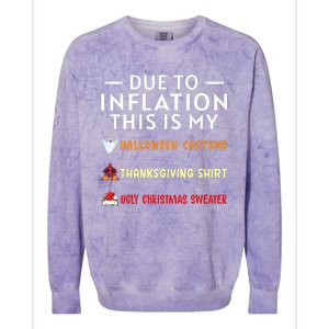 Due To Inflation This Is My Halloween Thanksgiving Xmas Colorblast Crewneck Sweatshirt