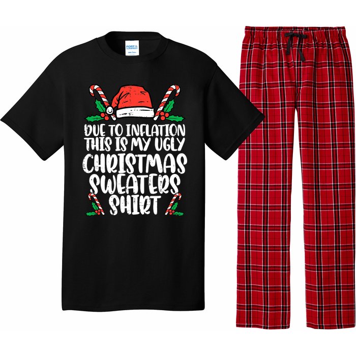 Due To Inflation Funny Christmas Sweater Xmas  Pajama Set