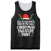 Due To Inflation Funny Christmas Sweater Xmas  Mesh Reversible Basketball Jersey Tank