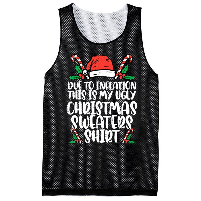 Due To Inflation Funny Christmas Sweater Xmas  Mesh Reversible Basketball Jersey Tank