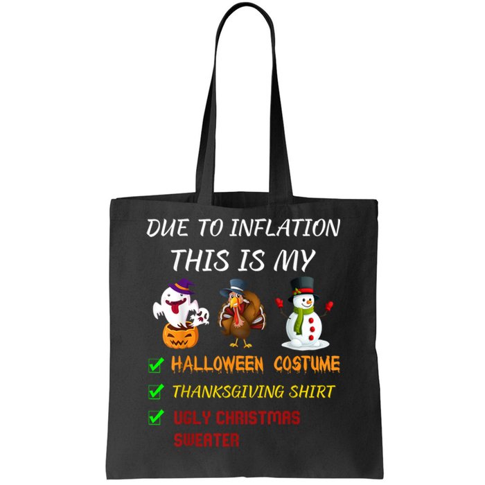 Due To Inflation This Is My Halloween Thanksgiving Christmas Tote Bag