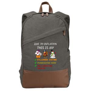 Due To Inflation This Is My Halloween Thanksgiving Christmas Cotton Canvas Backpack