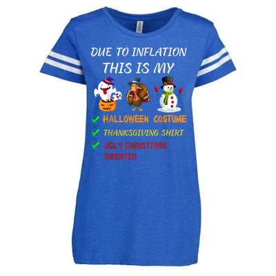 Due To Inflation This Is My Halloween Thanksgiving Christmas Enza Ladies Jersey Football T-Shirt