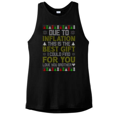 Due To Inflation This Is The Best Gift Love You Brother Ugly Christmas Ladies PosiCharge Tri-Blend Wicking Tank