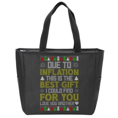 Due To Inflation This Is The Best Gift Love You Brother Ugly Christmas Zip Tote Bag