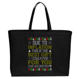 Due To Inflation This Is The Best Gift Love You Brother Ugly Christmas Cotton Canvas Jumbo Tote