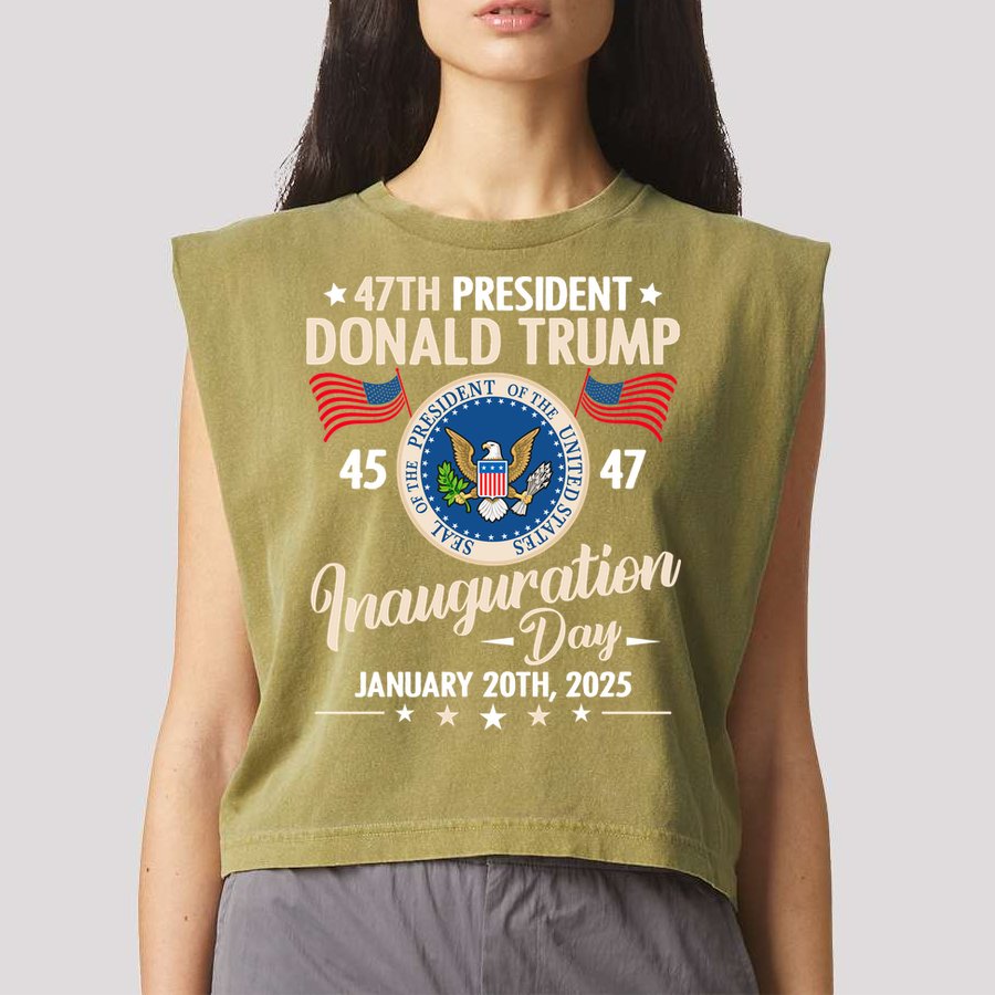 Donald Trump Inauguration Day 2025 47th Garment-Dyed Women's Muscle Tee